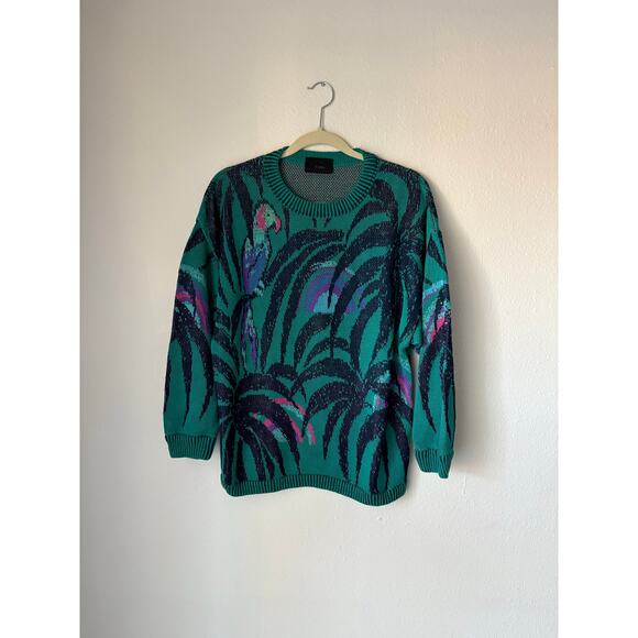 Vintage Bogner ski sweater 90s tropical palm tree toucan - Picture 6 of 9